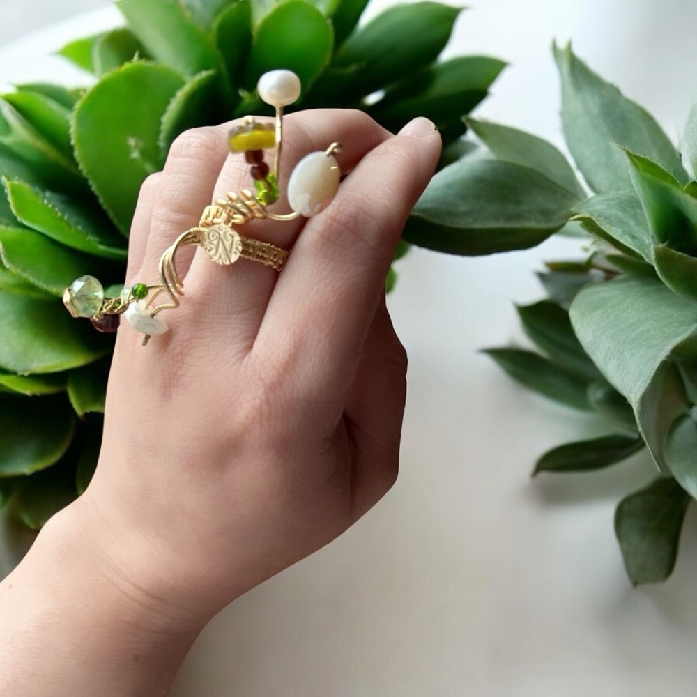 The Thread of Light – Handwoven Statement Ring